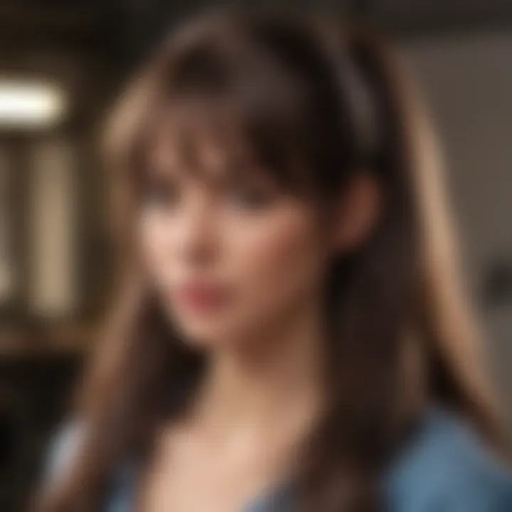 Casual half up half down wig with bangs perfect for everyday wear.