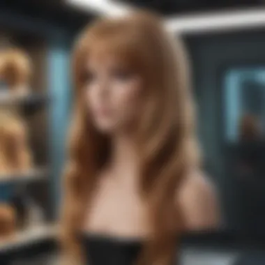 Styling Tips for Half Up Half Down Wigs Styling tips for half up half down wigs with bangs displayed on a mannequin.