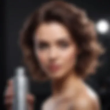A professional hairstylist using styling product