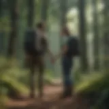 Couple hiking through a lush forest