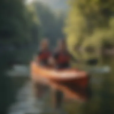 Couple kayaking on a serene lake