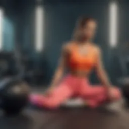 A stylish workout set displayed on a vibrant background