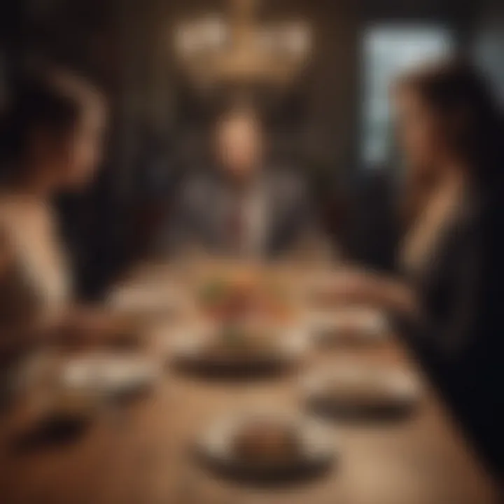 Cinematic depiction of a tense dinner scene