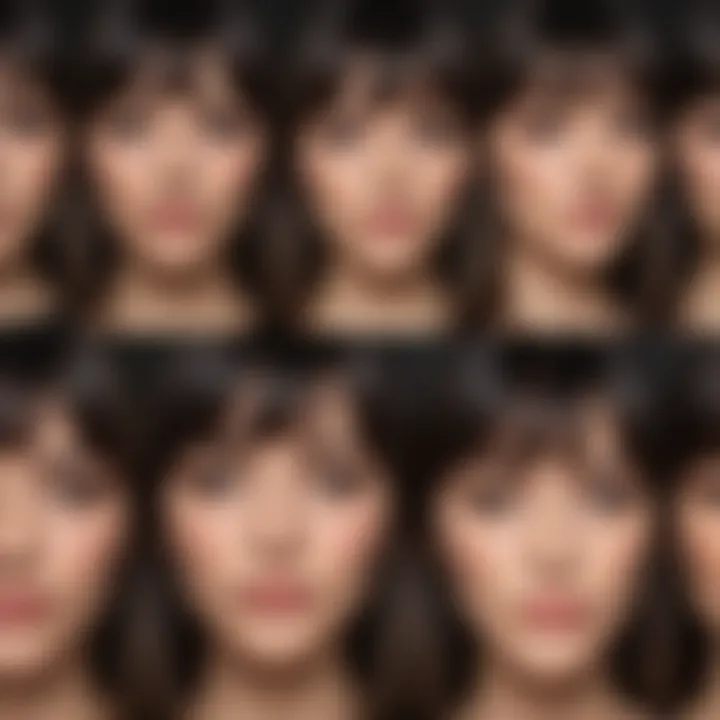 A face shape chart illustrating how bangs complement different facial structures