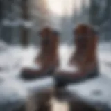 Elegant pair of waterproof boots in a snowy landscape