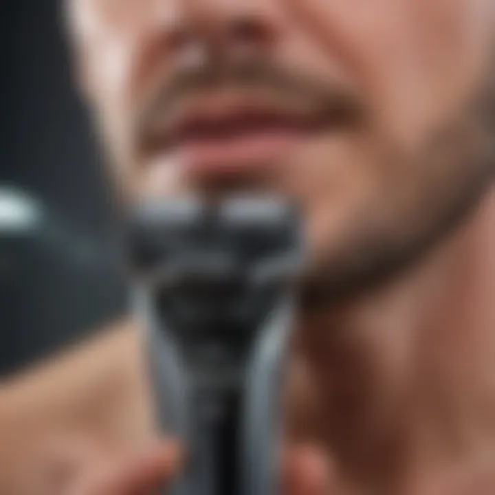 Close-up of an electric shaver demonstrating precision engineering