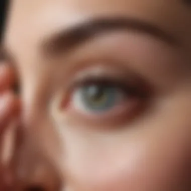 Close-up of a person applying a soothing eye cream