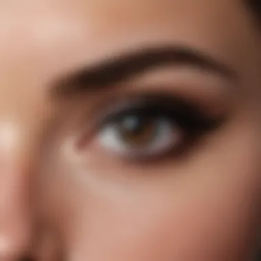 Close-up of eyeliner application on eyelid