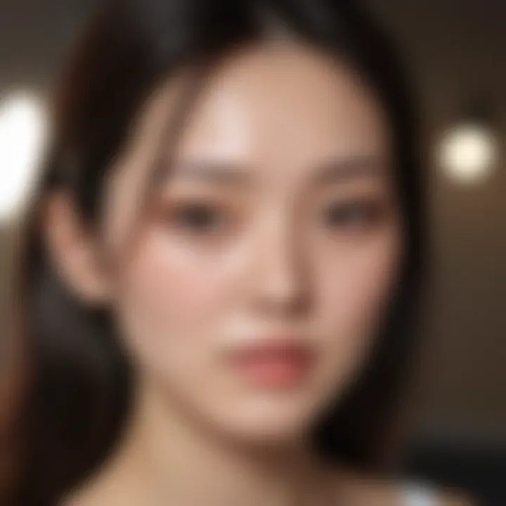 Korean skincare routine being applied in a serene environment