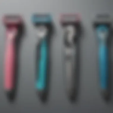 Comparison of different razors with features highlighted