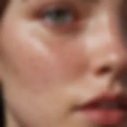 Close-up of skin with acne discoloration