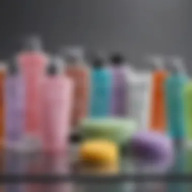 Variety of Face Wash Products A diverse array of face wash products arranged aesthetically.