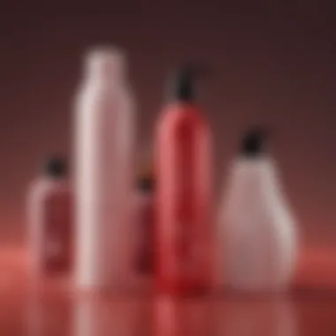 A close-up of hair care products for maintaining red hair color