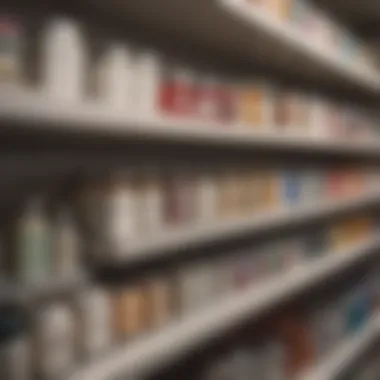 An array of over-the-counter creams and ointments displayed on a shelf