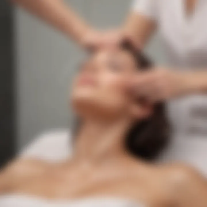 A tranquil scene depicting a person enjoying a scalp massage during a hair wash.