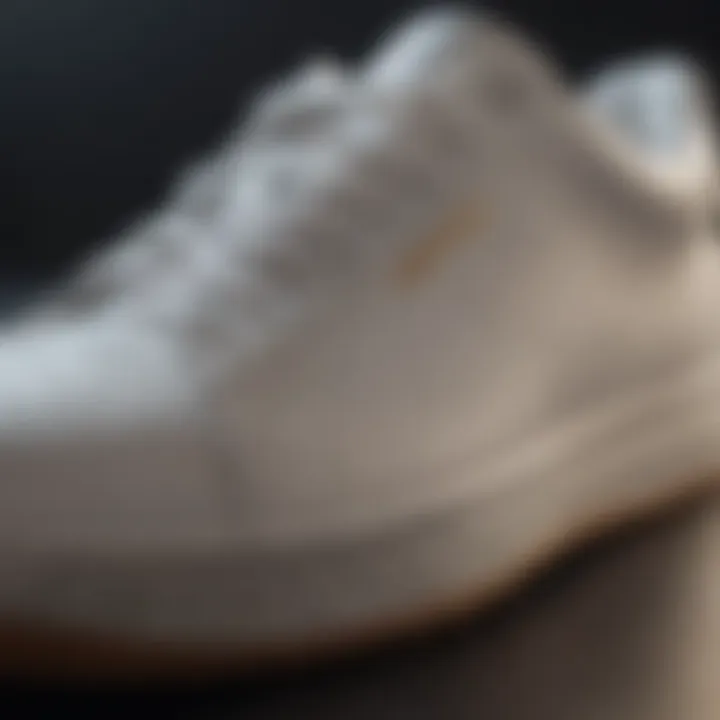 Close-up of premium materials used in tennis shoe design