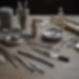 Essential facial extraction tools laid out on a vanity