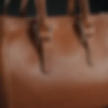 Close-up of high-quality leather texture used in tote bags