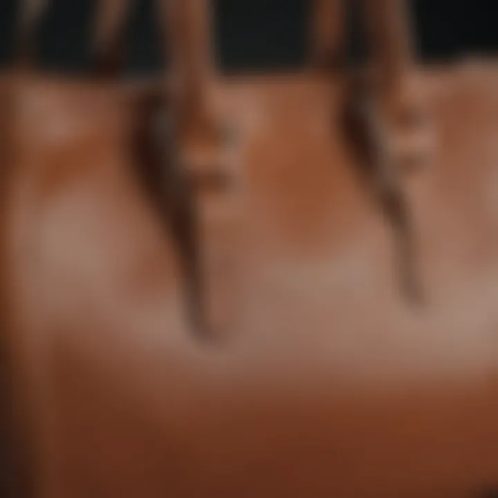 Close-up of high-quality leather texture used in tote bags