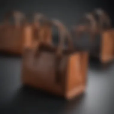 Versatility in Design: A Display of Small Structured Leather Totes Stylish arrangement of versatile small structured leather totes on display