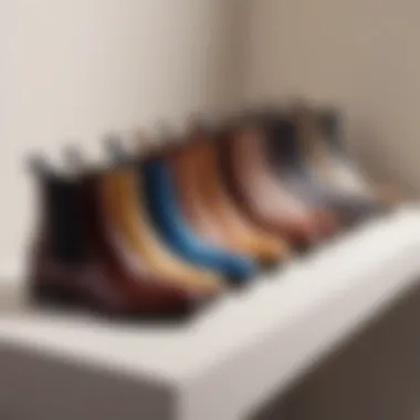 A variety of flat Chelsea boots displayed in different colors