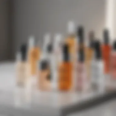 A selection of serums on a vanity table