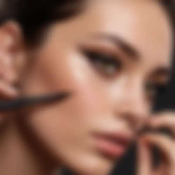 Expert applying gel eyeliner with a brush