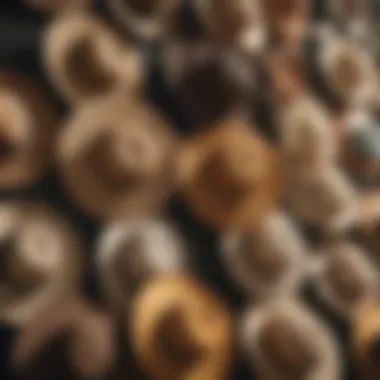 Different styles of sunhats displayed together