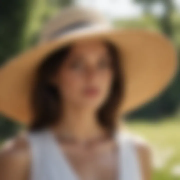 A person wearing a sunhat outdoors