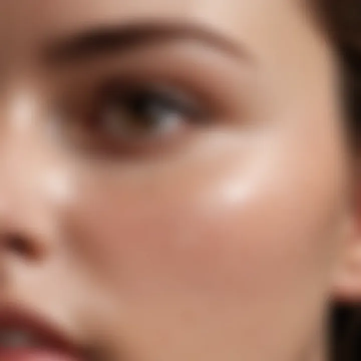 A close-up of acne-prone skin with concealer applied