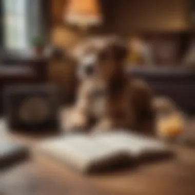 A cozy setting with the personalized dog book alongside photo albums