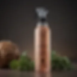 A close-up of a spray bottle with natural ingredients for curl retention