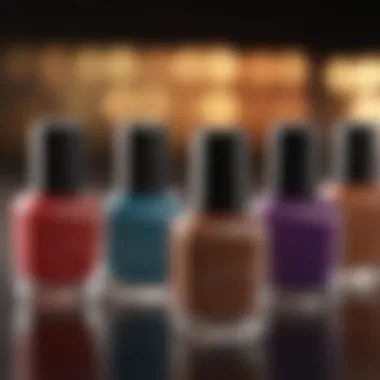 Nail polish bottles reflecting seasonal colors