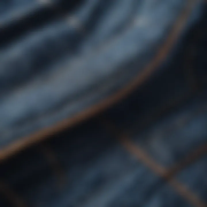 Close-up of unique denim textures and colors reflecting modern interpretations.