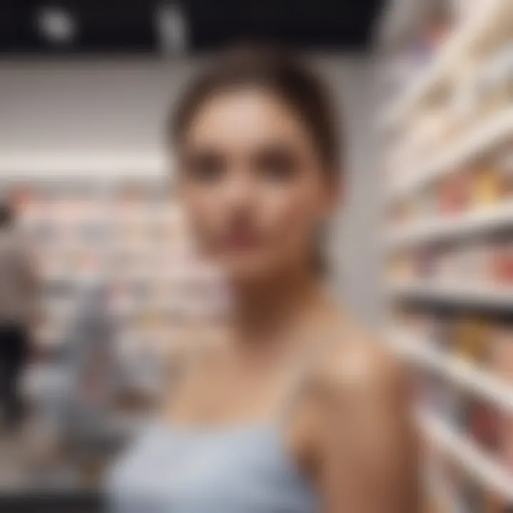 Customer exploring Estee Lauder products in an Ulta store.