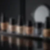 Close-up view of dark under eye corrector products on a vanity
