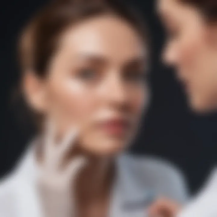 A dermatologist consulting with a patient about skin care