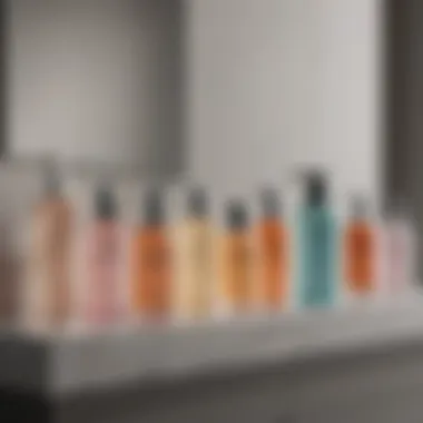 Diverse Facial Cleansers for Every Skin Type An array of facial cleansers displayed on a vanity
