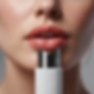 Close-up of Dior Chapstick application highlighting formulation texture