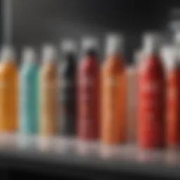 A diverse array of heat protectant products on a vanity
