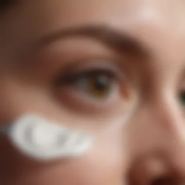 Close-up of eye cream application on the skin