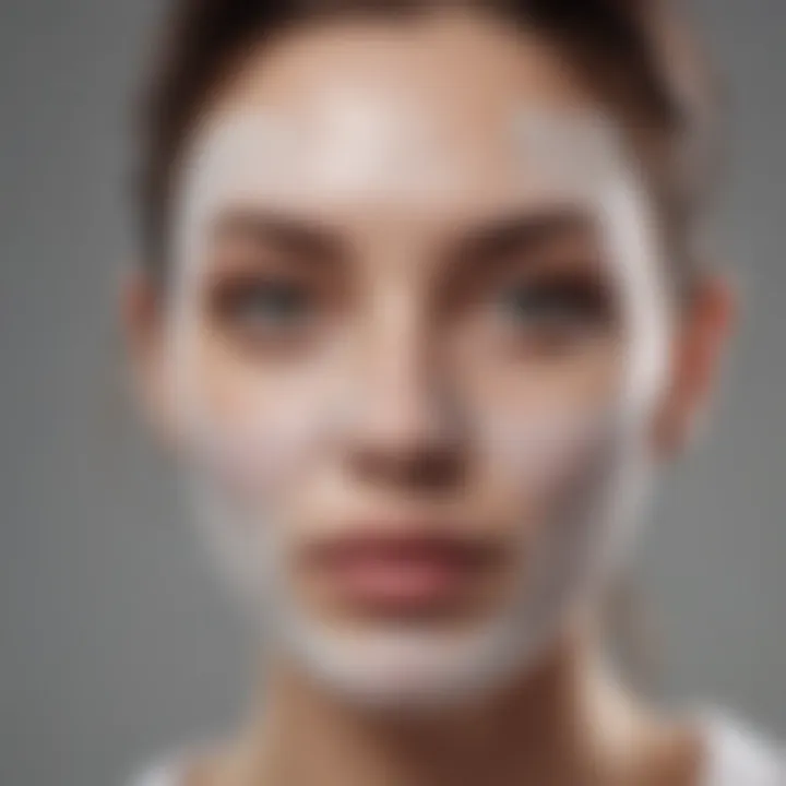 Detailed view of a facial mask application