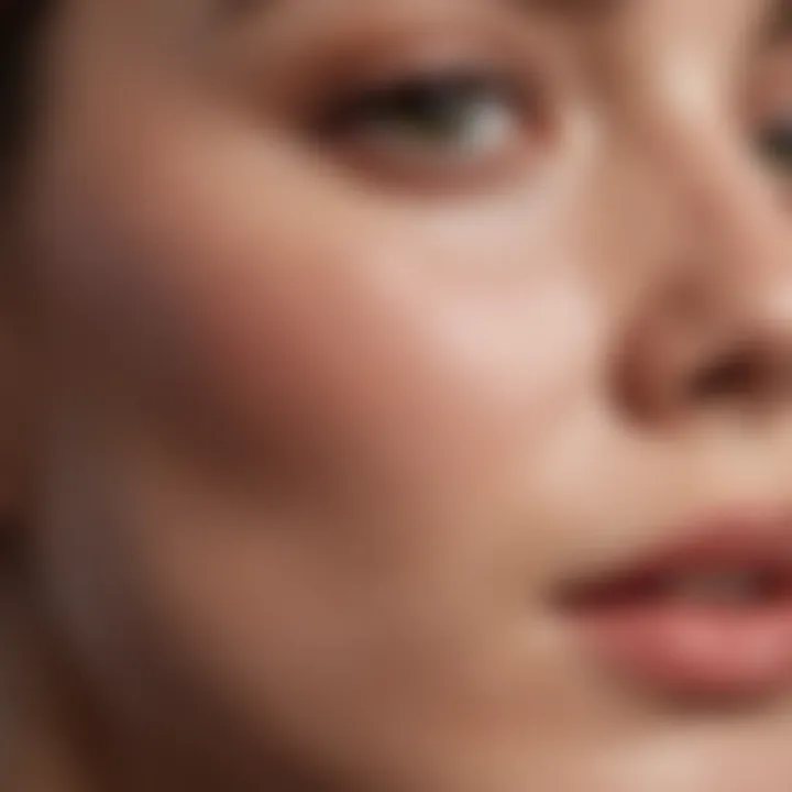 Close-up of smooth skin texture highlighting minimized pores