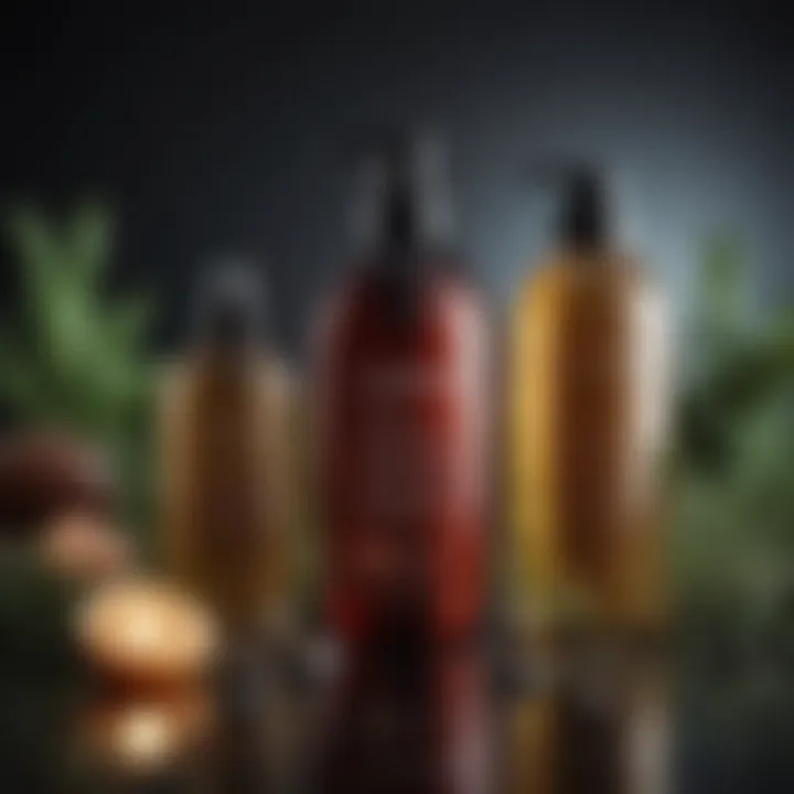 A collection of hair care products with key ingredients highlighted