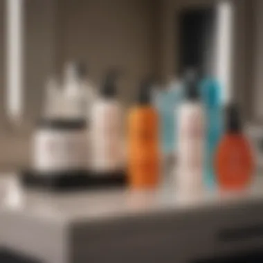 Skin care products displayed on a vanity after shaving