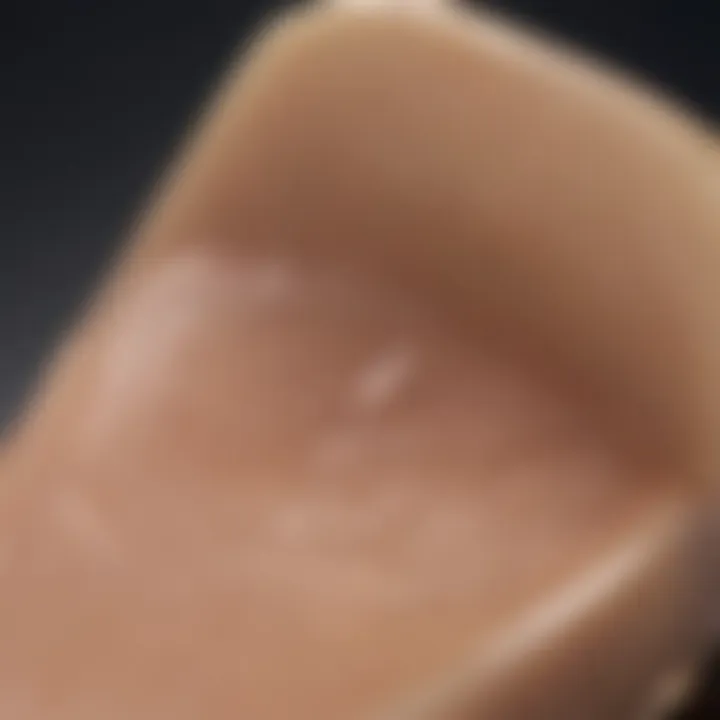 Close-up of Estee Lauder foundation demonstrating texture and application.