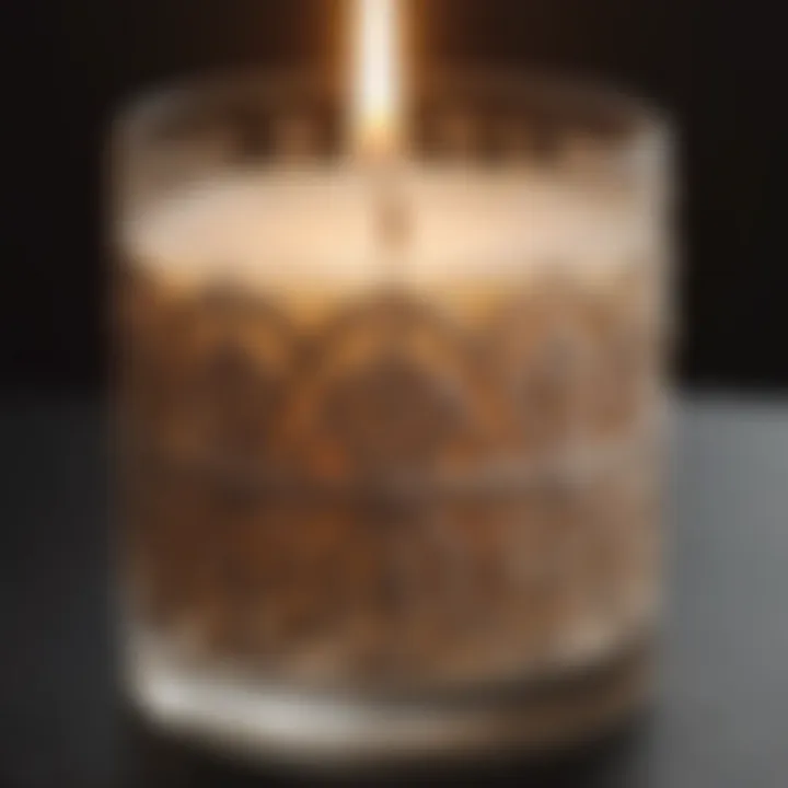 Close-up of a high-end candle with intricate design