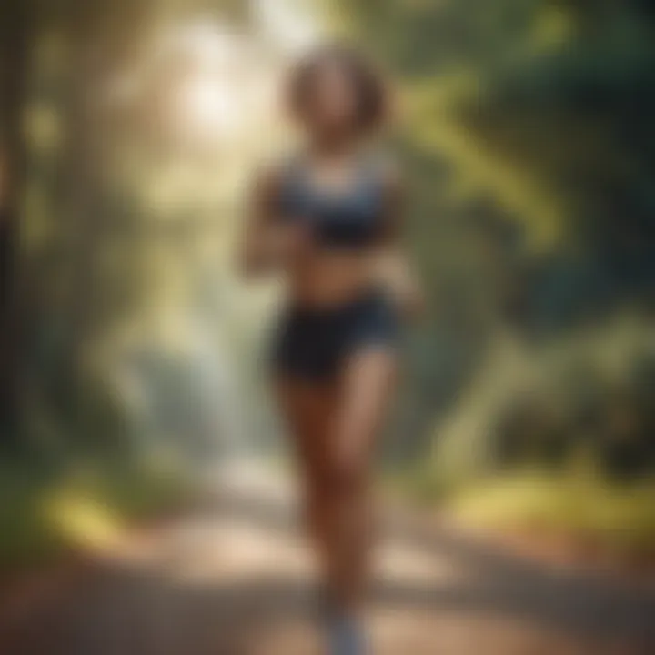 A person jogging outdoors with a fitness tracker