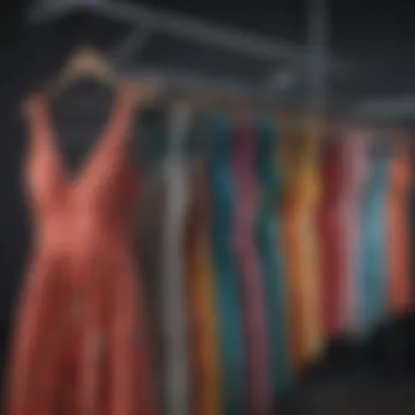 A collection of vibrant sundresses displayed on a clothing rack