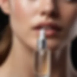 A close-up of pure glycolic acid serum in a glass dropper bottle showcasing its clarity and texture.